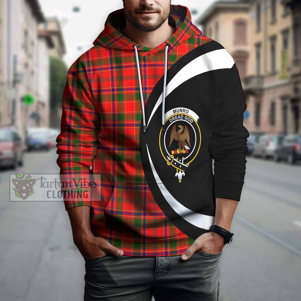 Tartan Vibes Clothing Munro Modern Tartan Hoodie with Family Crest Circle Style