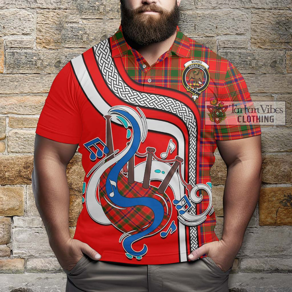 Tartan Vibes Clothing Munro Modern Tartan Polo Shirt with Epic Bagpipe Style