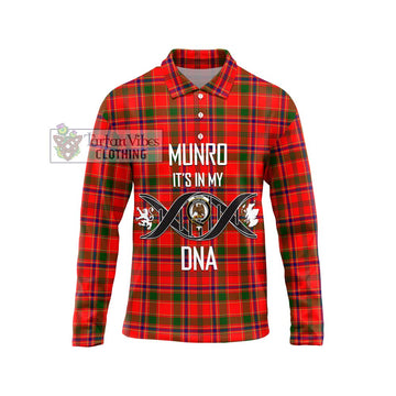 Munro Modern Tartan Long Sleeve Polo Shirt with Family Crest DNA In Me Style