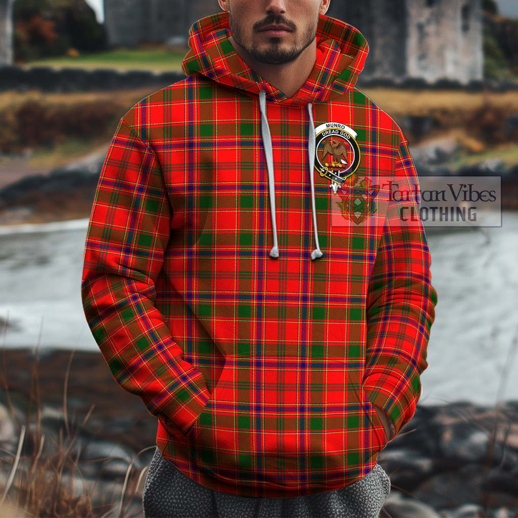 Munro Modern Tartan Cotton Hoodie with Family Crest Pullover Hoodie XS - Tartan Vibes Clothing