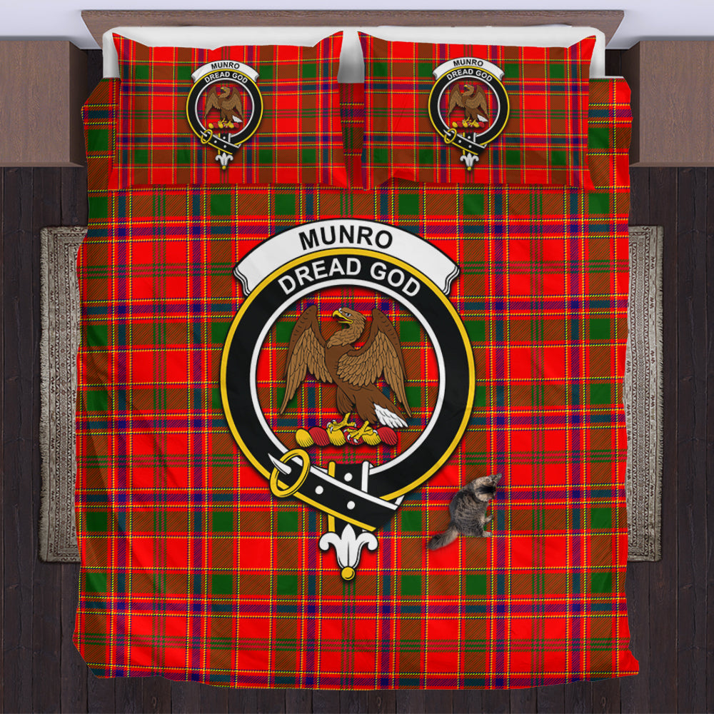 Munro Modern Tartan Bedding Set with Family Crest US Bedding Set - Tartan Vibes Clothing