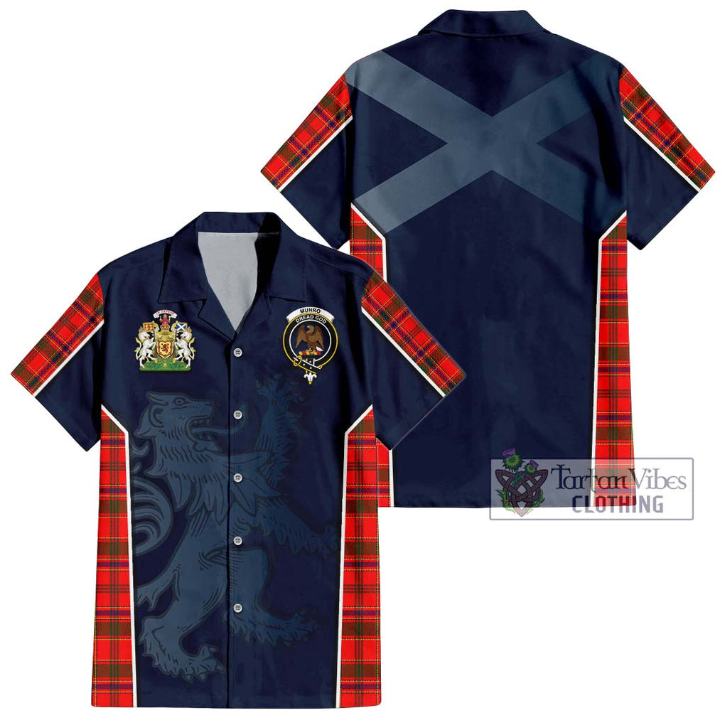 Munro Modern Tartan Short Sleeve Button Shirt with Family Crest and Lion Rampant Vibes Sport Style Kid - Tartan Vibes Clothing