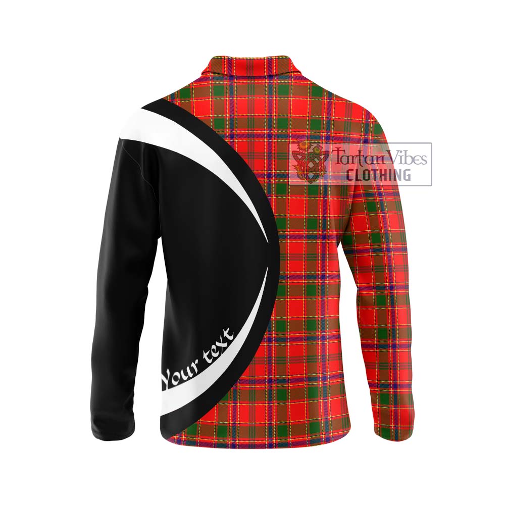 Munro Modern Tartan Long Sleeve Polo Shirt with Family Crest Circle Style - Tartan Vibes Clothing