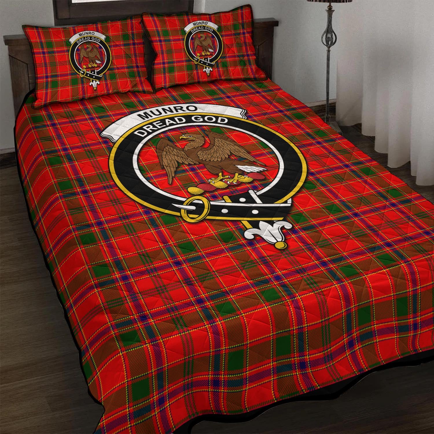 Munro Modern Tartan Quilt Bed Set with Family Crest - Tartan Vibes Clothing