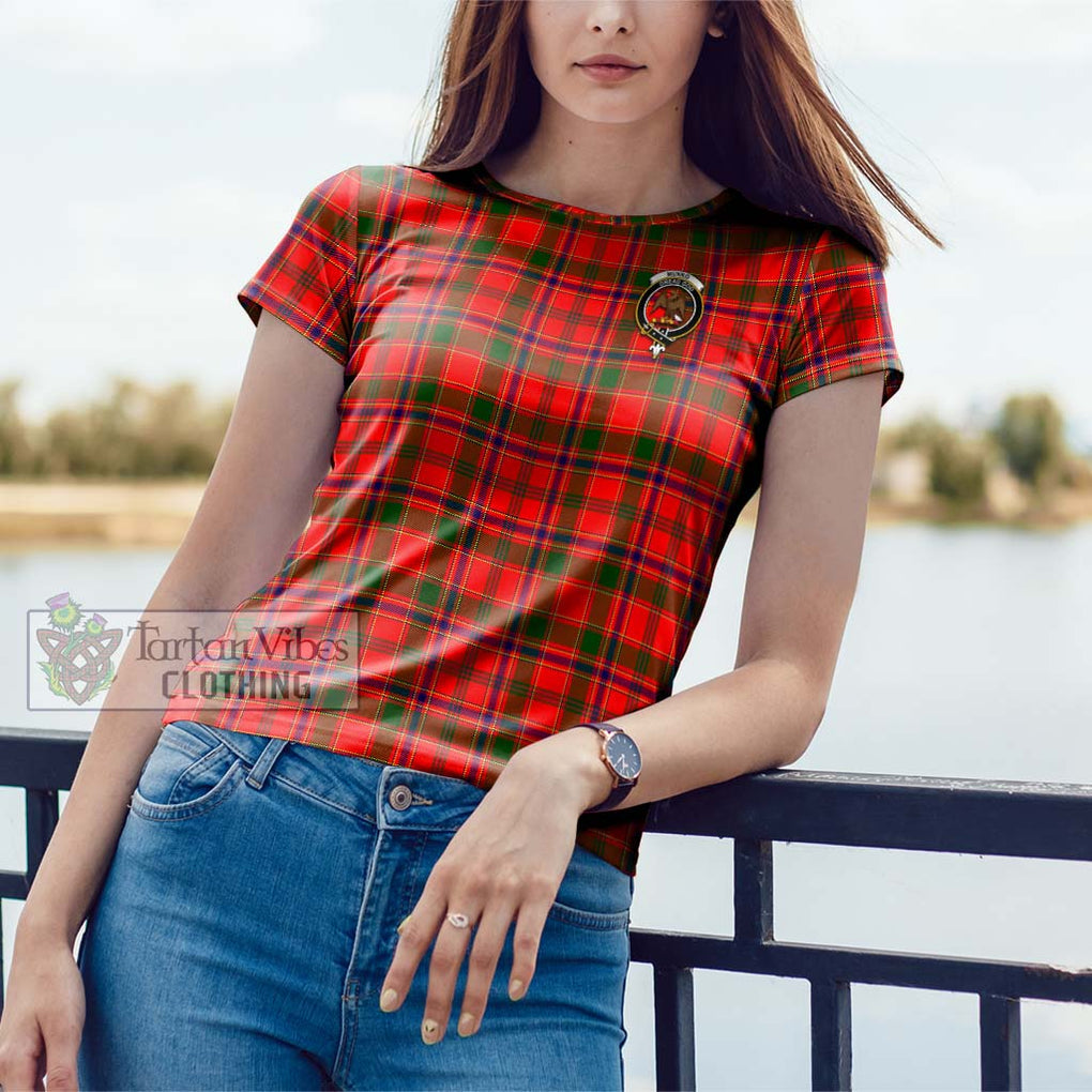 Munro Modern Tartan Cotton T-Shirt with Family Crest Women's Shirt - Tartanvibesclothing Shop