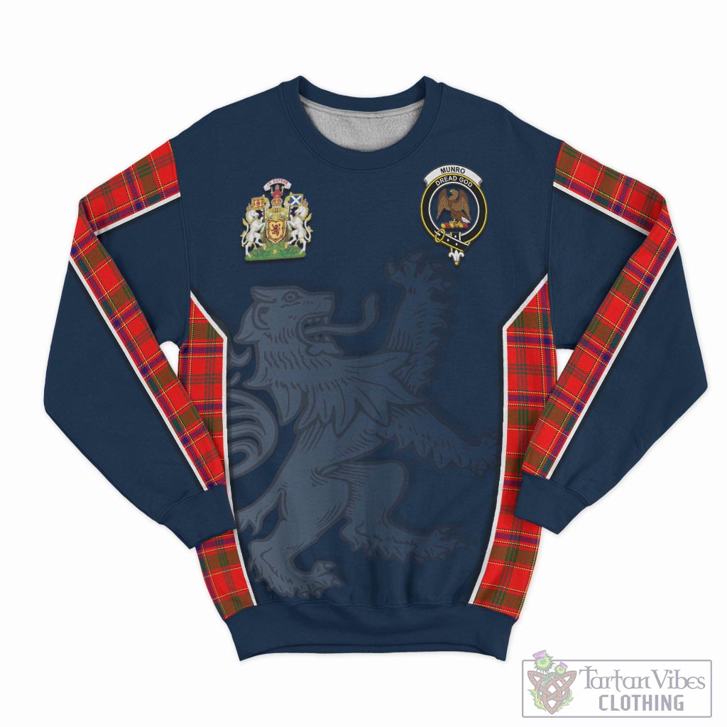 Tartan Vibes Clothing Munro Modern Tartan Sweater with Family Crest and Lion Rampant Vibes Sport Style