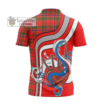 Munro Modern Tartan Zipper Polo Shirt with Epic Bagpipe Style