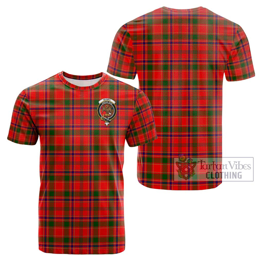 Munro Modern Tartan Cotton T-Shirt with Family Crest Kid's Shirt - Tartanvibesclothing Shop