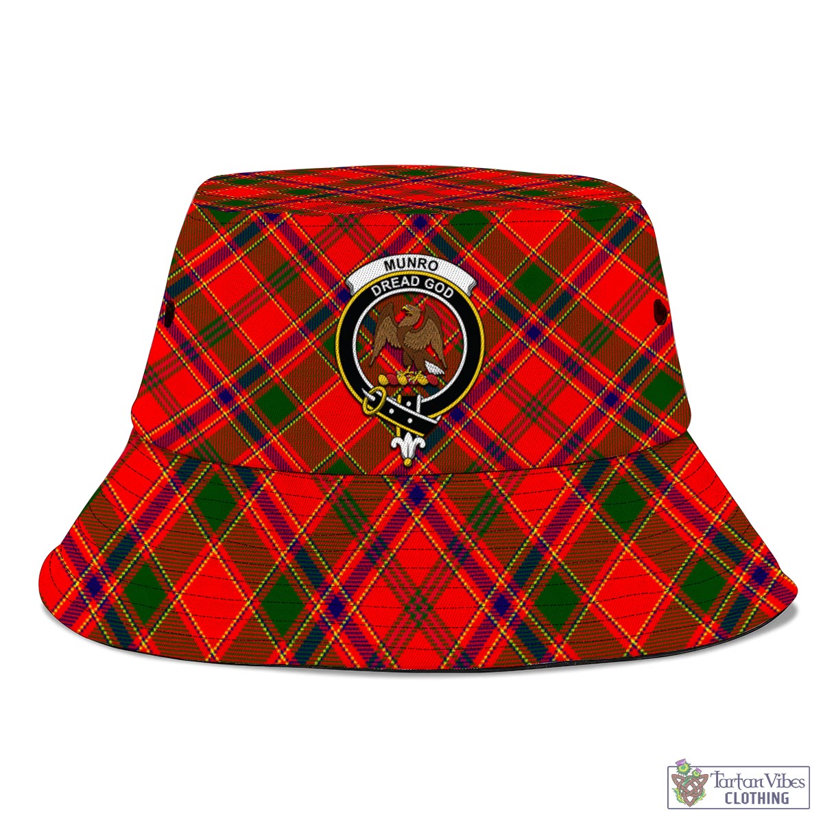 Tartan Vibes Clothing Munro Modern Tartan Bucket Hat with Family Crest