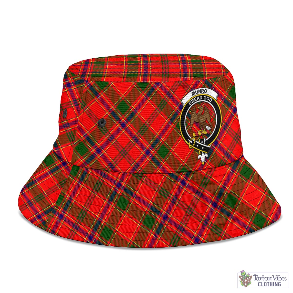 Tartan Vibes Clothing Munro Modern Tartan Bucket Hat with Family Crest