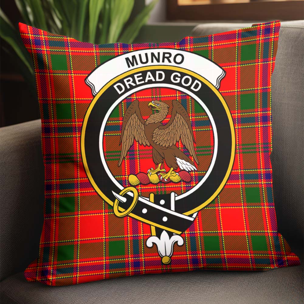 Munro Modern Tartan Pillow Cover with Family Crest - Tartanvibesclothing