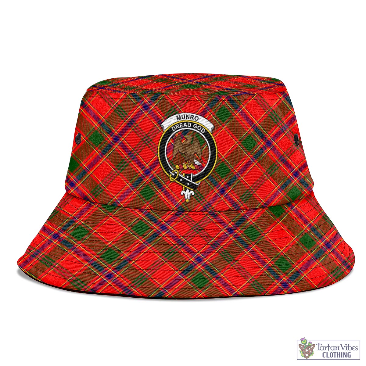 Tartan Vibes Clothing Munro Modern Tartan Bucket Hat with Family Crest