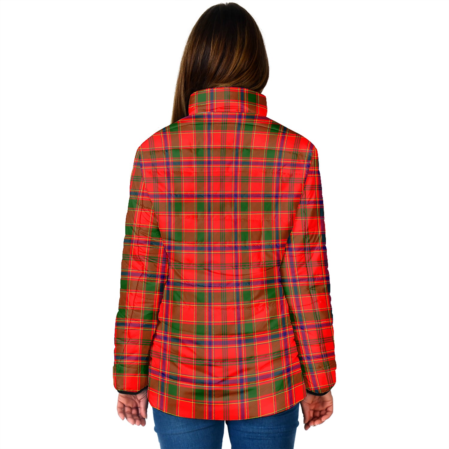 Munro Modern Tartan Padded Jacket with Family Crest - Tartanvibesclothing