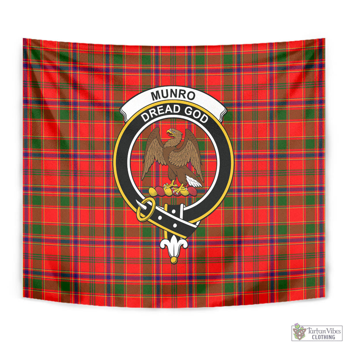 Tartan Vibes Clothing Munro Modern Tartan Tapestry Wall Hanging and Home Decor for Room with Family Crest