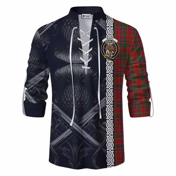 Munro (Monroe) Tartan Ghillie Kilt Shirt with Family Crest Cross Sword Thistle Celtic Vibes