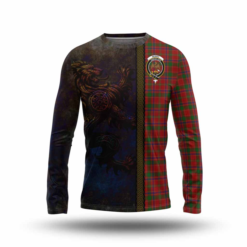 Munro (Monroe) Tartan Family Crest Long Sleeve T-Shirt Alba Gu Brath Be Brave Lion Ancient Style Unisex - Tartan Vibes Clothing