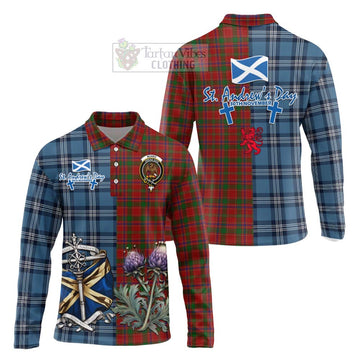 Munro (Monroe) Tartan Long Sleeve Polo Shirt Happy St. Andrew's Day Half Tartan Style