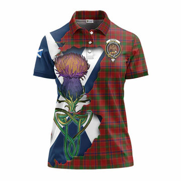 Munro (Monroe) Tartan Family Crest Women's Polo Shirt Scottish Thistle Celtic Inspired