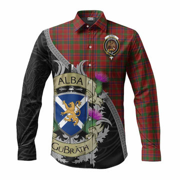 Munro (Monroe) Tartan Family Crest Long Sleeve Button Shirt Lion Rampant Royal Thistle Shield Celtic Inspired