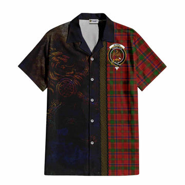 Munro (Monroe) Tartan Family Crest Short Sleeve Button Shirt Alba Gu Brath Be Brave Lion Ancient Style