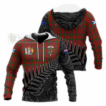 Munro (Monroe) Crest Tartan Knitted Hoodie with New Zealand Silver Fern Half Style