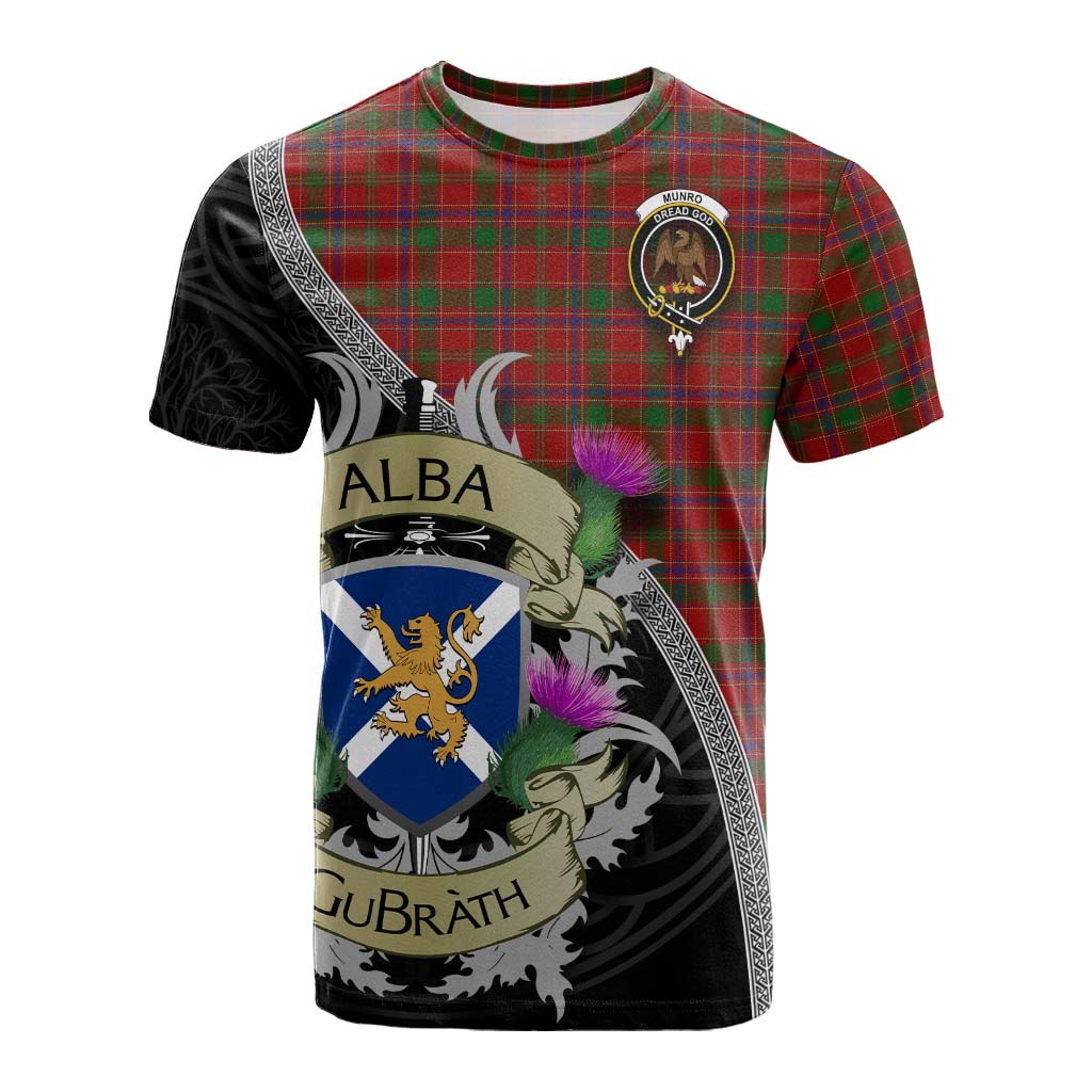 Munro (Monroe) Tartan Family Crest Cotton T-shirt Lion Rampant Royal Thistle Shield Celtic Inspired Kid's Shirt - Tartan Vibes Clothing