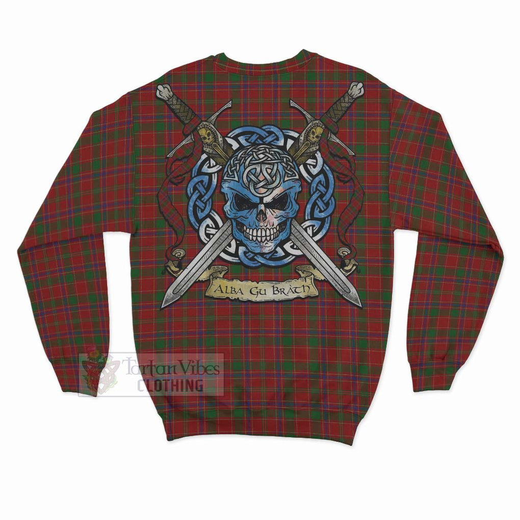 Tartan Vibes Clothing Munro (Monroe) Tartan Sweatshirt with Family Crest Celtic Skull Style