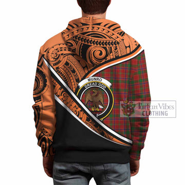 Munro (Monroe) Crest Tartan Hoodie with Polynesian Vibes Style - Orange Version