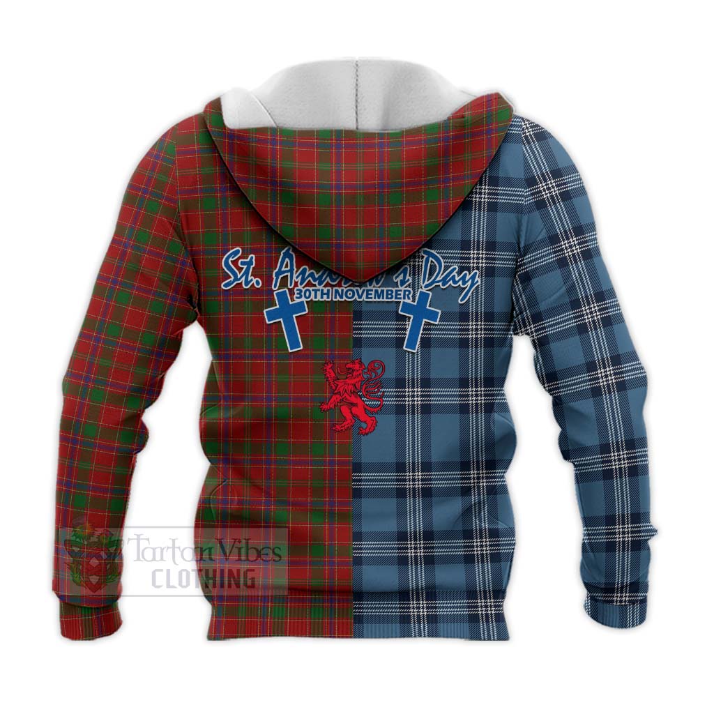 Tartan Vibes Clothing Munro (Monroe) Tartan Knitted Hoodie Happy St. Andrew's Day Half Tartan Style