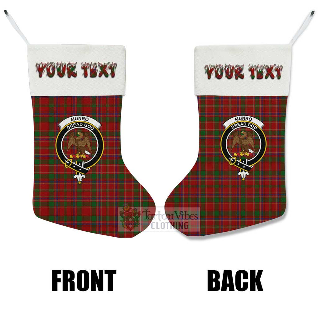 Tartan Vibes Clothing Munro (Monroe) Tartan Family Crest Christmas Stocking with Personalized Text