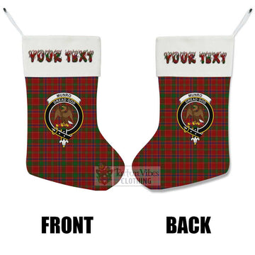 Munro (Monroe) Tartan Family Crest Christmas Stocking with Personalized Text