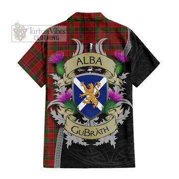 Munro (Monroe) Tartan Family Crest Short Sleeve Button Shirt Lion Rampant Royal Thistle Shield Celtic Inspired