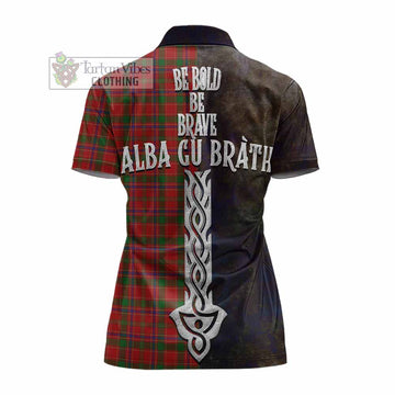 Munro (Monroe) Tartan Family Crest Women's Polo Shirt Alba Gu Brath Be Brave Lion Ancient Style