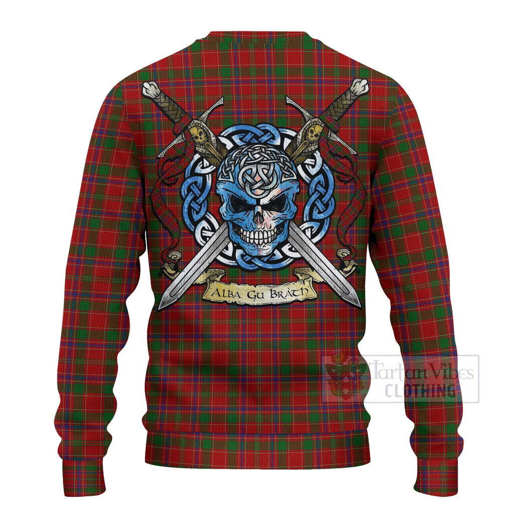 Munro (Monroe) Tartan Ugly Sweater with Family Crest Celtic Skull Style - Tartan Vibes Clothing