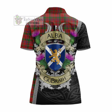 Munro (Monroe) Tartan Family Crest Women's Polo Shirt Lion Rampant Royal Thistle Shield Celtic Inspired