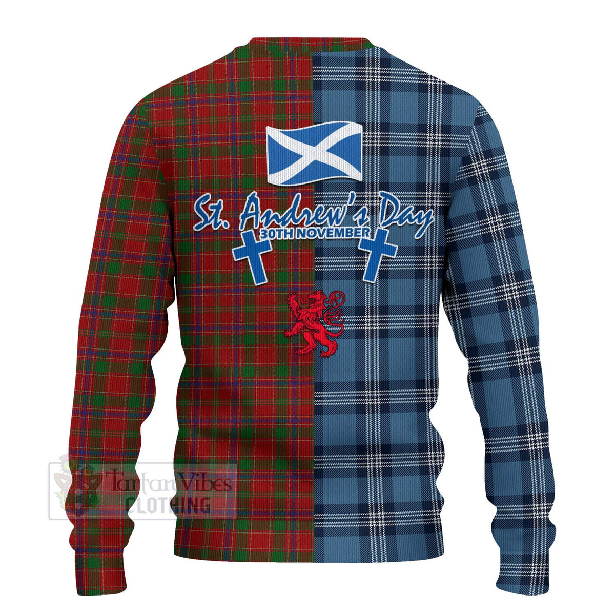 Munro (Monroe) Tartan Knitted Sweater Happy St. Andrew's Day Half Tartan Style - Tartan Vibes Clothing