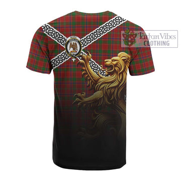 Munro (Monroe) Crest Tartan Cotton T-shirt with Golden Lion Emblem Celtic Style - Tartan Vibes Clothing