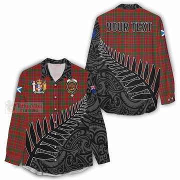 Munro (Monroe) Crest Tartan Women's Casual Shirt with New Zealand Silver Fern Half Style