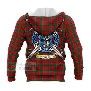 Munro (Monroe) Tartan Knitted Hoodie with Family Crest Celtic Skull Style