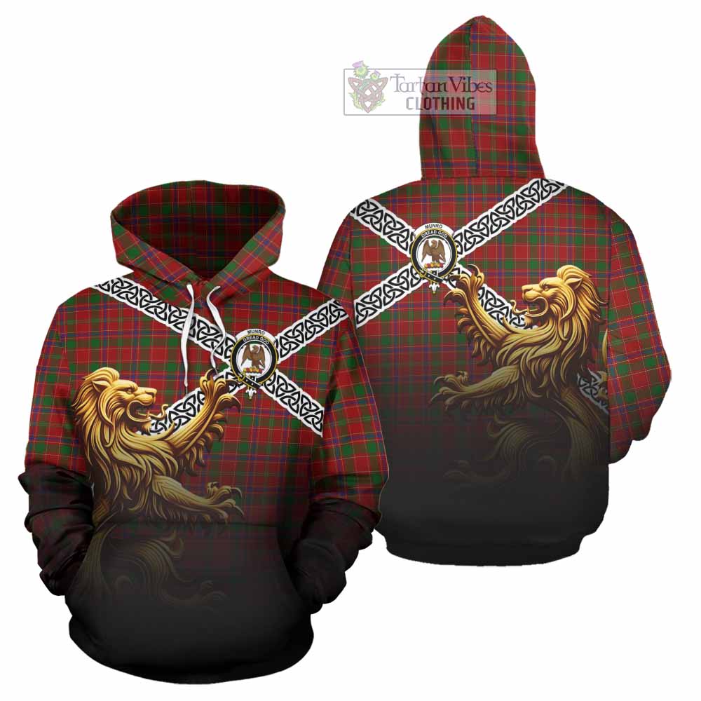Munro (Monroe) Crest Tartan Hoodie with Golden Lion Emblem Celtic Style - Tartan Vibes Clothing