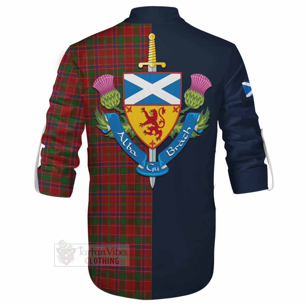 Munro (Monroe) Tartan Ghillie Kilt Shirt Alba with Scottish Lion Royal Arm Half Style