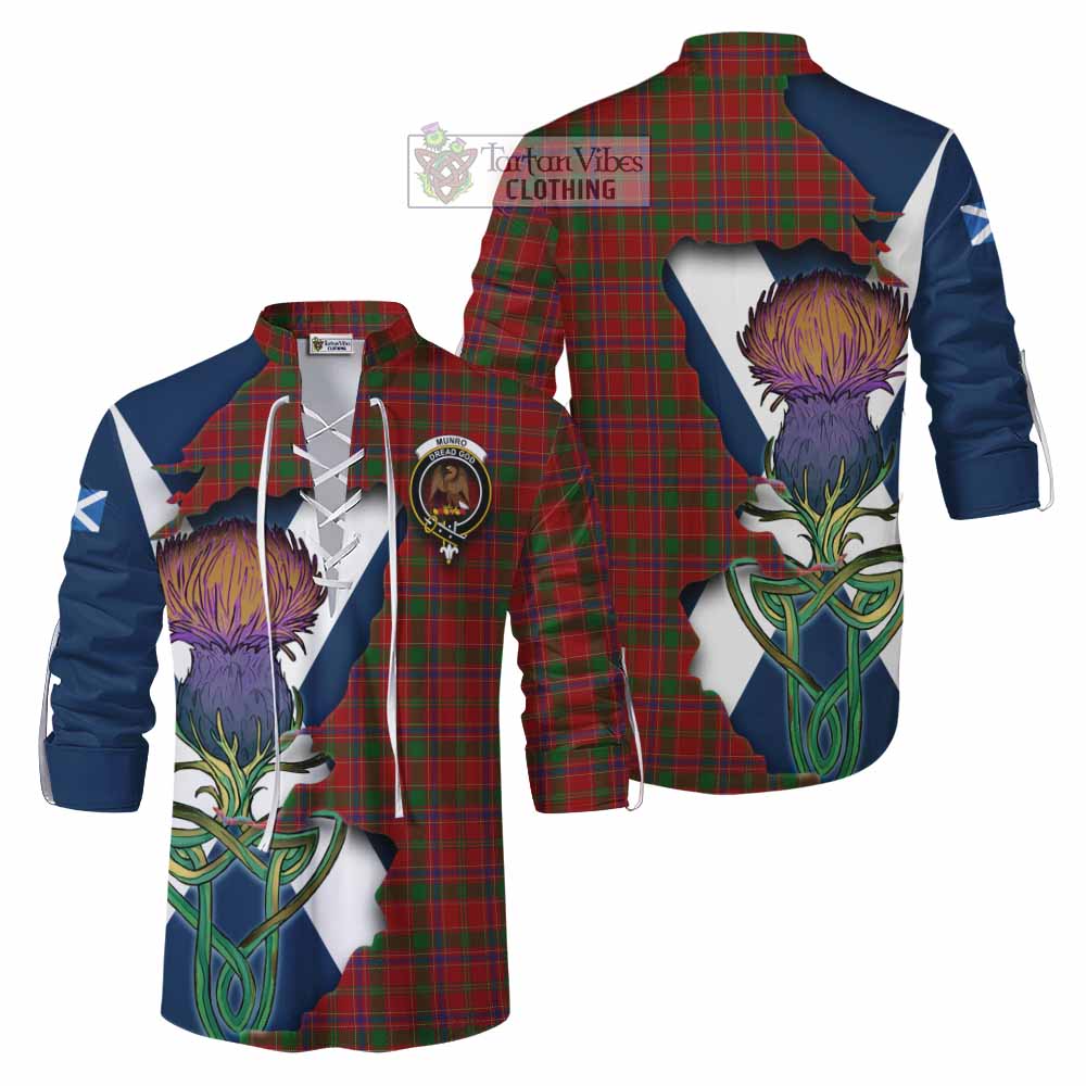 Munro (Monroe) Tartan Family Crest Ghillie Kilt Shirt Scottish Thistle Celtic Inspired - Tartan Vibes Clothing