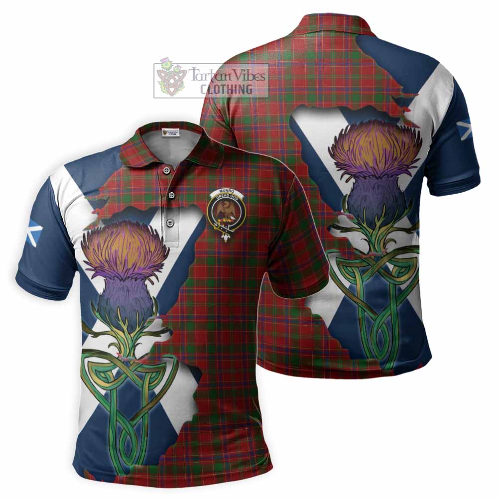 Munro (Monroe) Tartan Family Crest Polo Shirt Scottish Thistle Celtic Inspired - Tartan Vibes Clothing