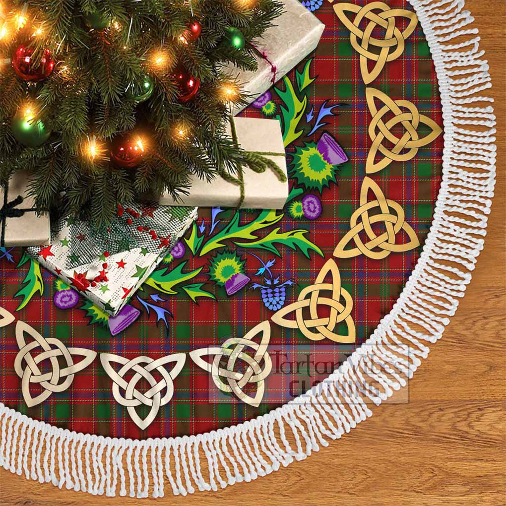 Tartan Vibes Clothing Munro (Monroe) Tartan Christmas Tree Skirt with Thistle Celtic Knot Style