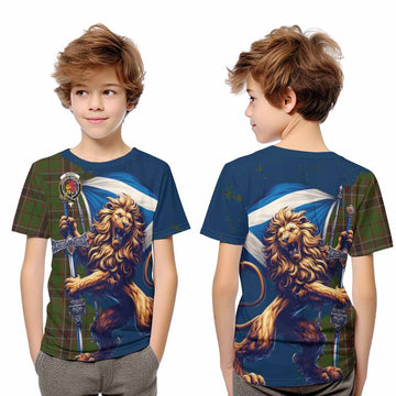 Murphy Tartan Family Crest Kid T-Shirt with Scottish Majestic Lion