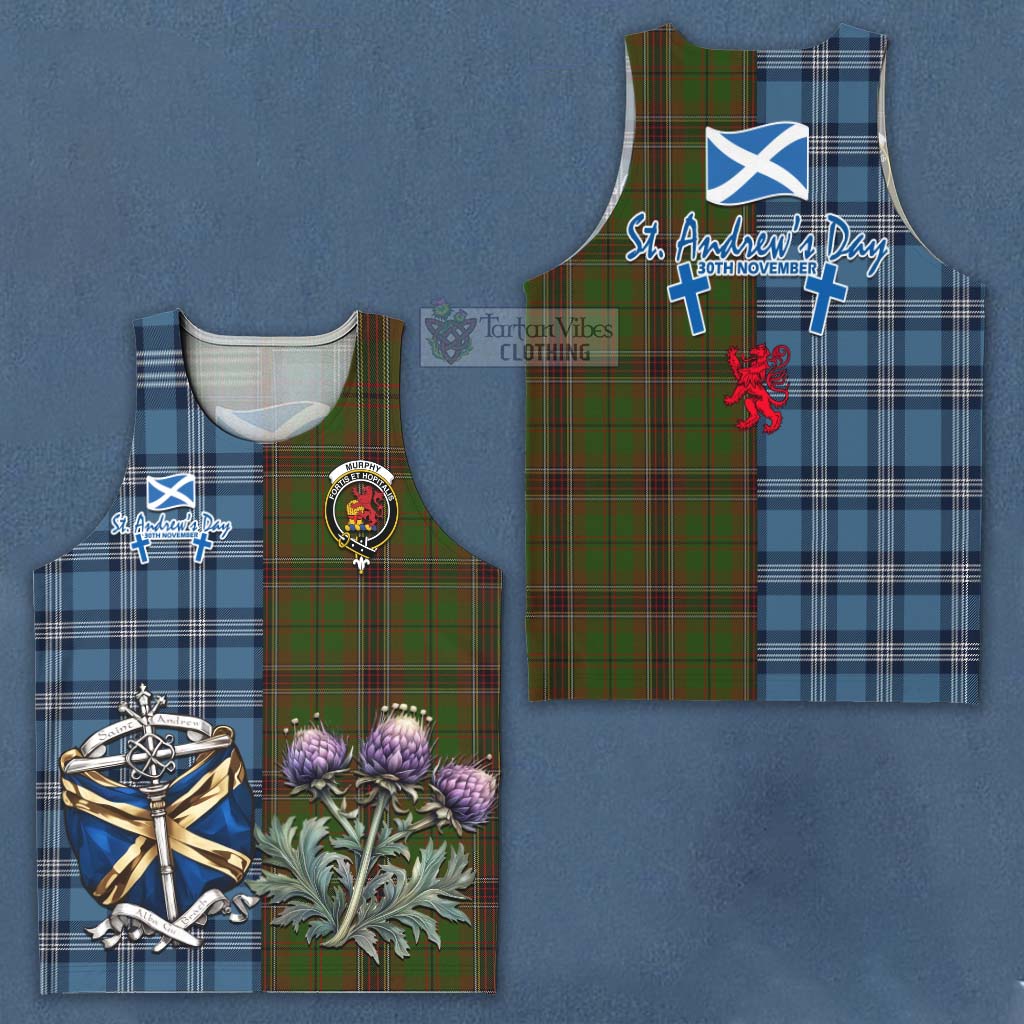 Tartan Vibes Clothing Murphy Tartan Men's Tank Top Happy St. Andrew's Day Half Tartan Style