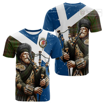 Murphy Tartan Cotton T-shirt with Family Crest Scottish Bagpiper Vibes