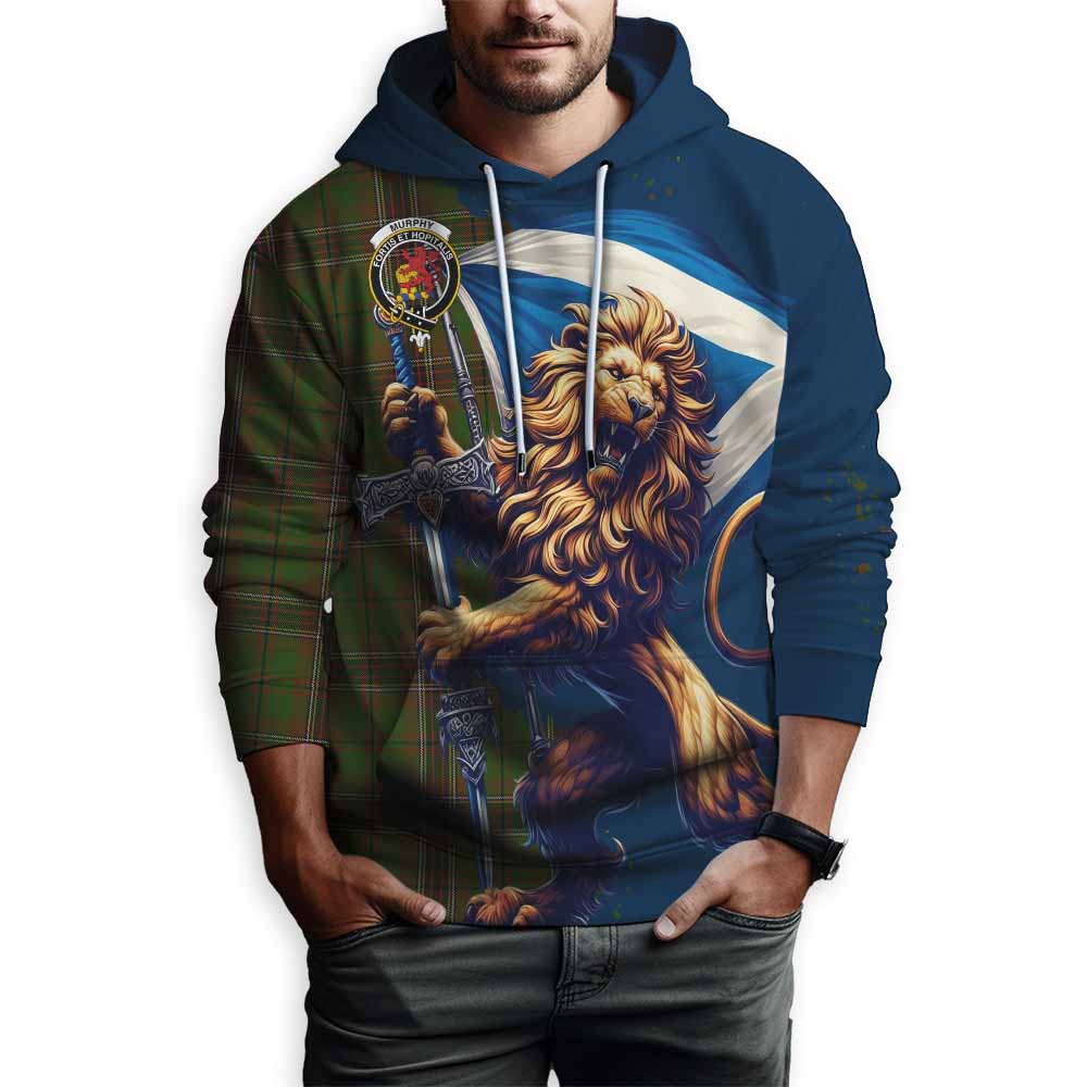 Tartan Vibes Clothing Murphy Tartan Family Crest Hoodie with Scottish Majestic Lion