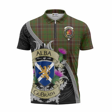 Murphy Tartan Family Crest Zipper Polo Shirt Lion Rampant Royal Thistle Shield Celtic Inspired Unisex - Tartan Vibes Clothing