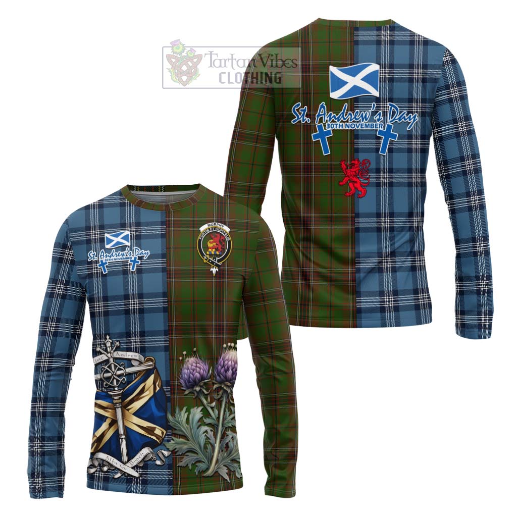 Tartan Vibes Clothing Murphy Tartan Long Sleeve T-Shirt Happy St. Andrew's Day Half Tartan Style